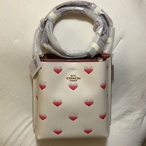 Coach Mollie Bucket Bag 22 With Stripe Heart Print